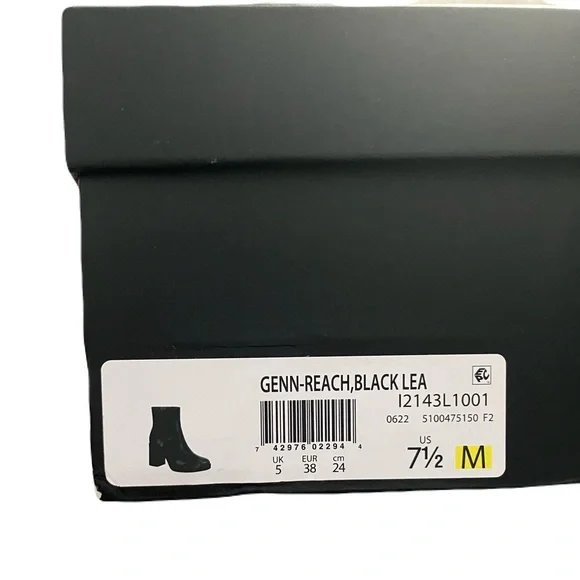 Naturalizer Sleek Black Leather Chunky Block Heeled Ankle Boots - Picture 8 of 9